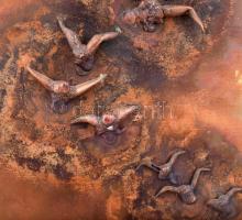 Madarassy István (1948):: Madarak (12 hónap), 1994. Vörösréz hegesztett lemez, textillel bevont faro...