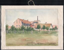 Lénárd Imre (1889-1918): Keszthely 1908. Akvarell, papír, jelzett, 17,5x25 cm