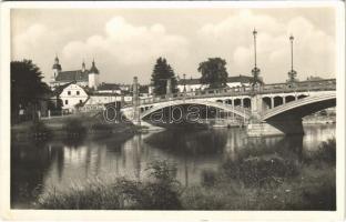 1942 Hranice na Morave, Mährisch Weisskirchen; bridge, riverside + &quot;3. Schtz. Ers. Btl. 2. (s)&quot; Feldpost