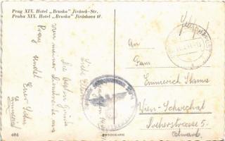 1941 Praha, Prag, Prague; Hotel "Bruska" Jirásek-Str. / street view, hotel, café, shops + ...