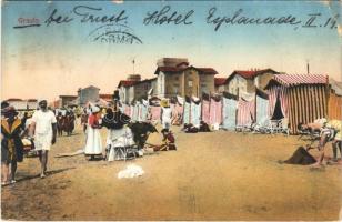 1913 Grado, Strand / beach, cabins, sunbathing. Maurizio Fürst (EB)
