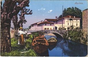 Aquileia, hotel, bridge, boats. Gius. Stokel & Debarba (EK)
