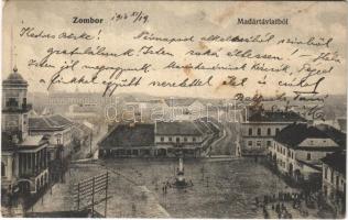 1910 Zombor, Sombor; Madártávlatból, Takarékpénztár, piac. Kaufmann B. kiadása / general view, savings bank, market (fl)