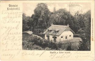 1903 Kisbér, részlet a Ritter faluból, istálló. Haftl Kálmán nyomdász kiadása (EK)