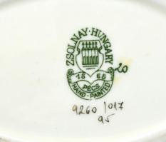 Zsolnay virág mintás váza és hamutál. Kézzel festett, jelzett, hibátlan. m: 13 cm, 12 cm