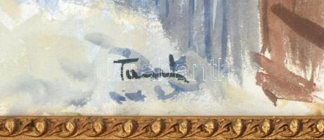 Tamás Ervin (1922-1996): Hegyoldal. Akvarell, papír, jelzett. Hátoldalán Képcsarnok Vállalat címkéjé...