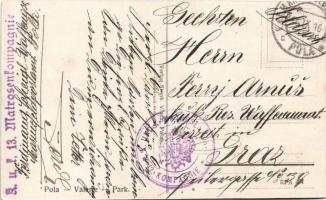 1916 Pola, Pula; Valerie Park. photo + "K.u.K. 13. Matrosenkompagnie"