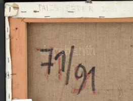 Paizs Péter (1957-2015): Aranygrafikon II, 1991. Akril, vászon, jelzett. Hátoldalán autográf felirat...