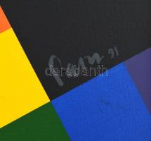 Paizs Péter (1957-2015): Aranygrafikon I, 1991. Akril, vászon, jelzett. Hátoldalán autográf feliratt...