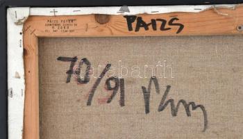 Paizs Péter (1957-2015): Aranygrafikon I, 1991. Akril, vászon, jelzett. Hátoldalán autográf feliratt...