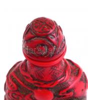 Korallból faragott parfümös üveg, jelzett, m: 9 cm