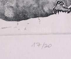 Makó Judit (1954-): Szívem dobogva ver .... Rézkarc, akvarell, merített papír, jelzett, számozott (1...