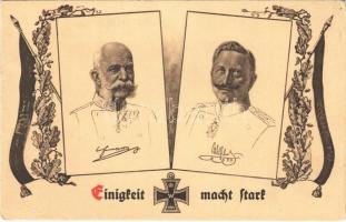 Einigkeit macht Stark / Viribus Unitis propaganda, Wilhelm II and Franz Joseph. Art Nouveau
