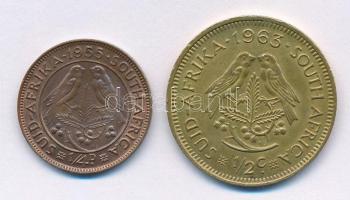 Dél-Afrika 1955. 1/4p Br "II. Erzsébet" + 1963. 1/2c sárgaréz T:2
South Africa 1955. 1/4 ...