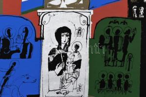 Würtz Ádám (1927-1994): Aprószentek, 1987. Színes szitanyomat, papír, jelzett. Próbanyomat próba jel...