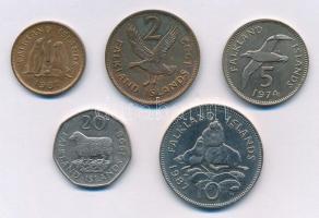 Falkland-szigetek 1974-1998. 1p - 20p (5xklf) T:1-,2 Falkland Isles 1974-1998. 1 Penny - 20 Pence (5xdiff) C:AU,XF