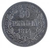 Finnország 1874S 50p Ag II. Miklós T:2- Finland 1874S 50 Pennia Ag Nicholas II C:VF