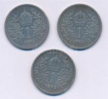 Ausztria 1893-1894. 1K Ag "Ferenc József" (3x) T:3 Austria 1893-1894. 1 Corona Ag "Fr...