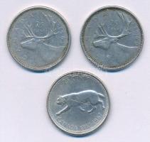 Kanada 1960-1967. 25c Ag (3xklf) T:2-3 karc Canada 1960-1967. 25 Cents Ag (3xdiff) C:XF-F scratched