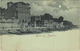 Sassnitz, Strandbad / beach, bath, sailboats (EK)