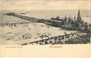 1908 Heringsdorf, Kaiser Wilhelm-Brücke / beach, bath, bridge (fl)