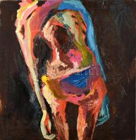Dér Adrienn (1992-): Anorexia I. Olaj, vászon, hátoldalán jelzett, keret nélkül, 50,5x50,5 cm