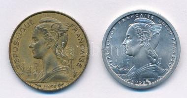 Madagaszkár 1953. 20Fr Al-Br + 1958. 1Fr Al T:2,2- ph.
Madgascar 1953. 20 Francs Al-Br + 1958. 1 Fr...