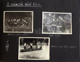 cca 1947-1960 Dunai evezős túrák, versenyek (Göd, Ráckeve, Pilismarót), fotóalbum 56 db fotóval, többnyire 7×10 cm
