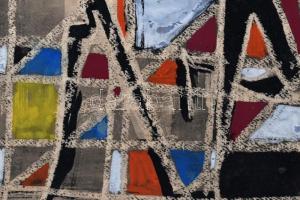 Olvashatatlan jelzéssel: Kompozíció alakokkal, 1968. Vegyes technika, papír, vékony kartonra kasíroz...