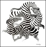 Victor Vasarely (1908-1997): Zebrák. Computer print, papír, jelzett a nyomat alatt nyomtatva. Számoz...