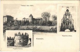 Késmárk, Kezmarok; Tököly vára 1901-ben, Kápolna oltár, Fogház torony. Feitzinger Ede No. 540. / castle, chapel altar, prison tower (EB)