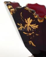 Ezüst (Ag) antik talpú üveg kínáló, jelzett, kopásokkal, repedéssel, lepattanással, bruttó: 309 g, 1...