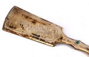 Ezüst (Ag) nyelű kaviárlapát. Jelzett. 21 cm