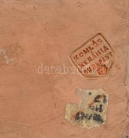 Komlós bamba vadász a nyúllal, kézzel festett mázas kerámia, jelzett, kopott, m:22 cm