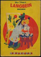 cca 1950-1960 Walt Disney Langbein Malebok régi használt kifestőfüzet