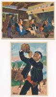 13 db RÉGI folklór motívum képeslap: francia népviselet / 13 pre-1945 French-Basque folklore motive postcards: Charles Homualk