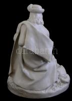 Zsolnay furulyázó pásztor, fehér mázast, jelzett, kis máz kopásokkal, m:22 cm