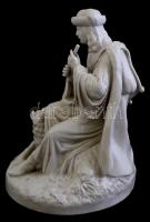 Zsolnay furulyázó pásztor, fehér mázast, jelzett, kis máz kopásokkal, m:22 cm