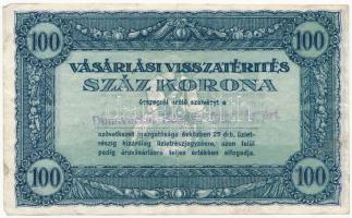 ~1920. 100K Vásárlási visszatérítés rajta Dunavecsei Hangya fogy. és ért. bélyegzéssel T:III
