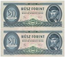1980. 20Ft (2x) T:III szép papír Hungary 1980. 20 Forint (2x) C:F fine paper Adamo F17