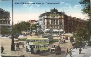 Berlin, Potsdamer Platz mit Verkehrsturm / street view, autobus, automobile, tram, café