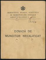 1938 Nagyvárad, román munkavállalói igazolvány