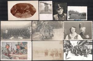 cca 1910-1940 10 db katonai fotó, fotólap és képeslap, 8x6 cm és 9x14 cm közötti méretekben