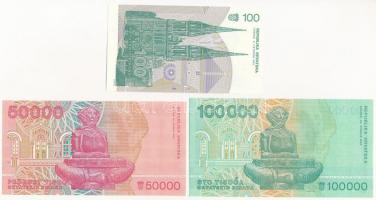 Horvátország 1991. 100D + 1993. 50.000D + 100.000D T:I
Crotaia 1991. 100 Dinara + 1993. 50.000 Dina...