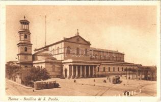 Roma, Rome; Basilica di S. Paolo / street view, autobus, tram (fl)