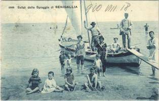 Senigallia, Saluti dalla Spiaggia / beach, bathers, sailboat