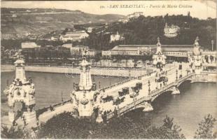 1913 San Sebastián, Puente de Maria Cristina / bridge, horse-drawn carriages (EK)