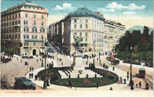 Genova, Genoa; Piazza Corvetto / square, tram