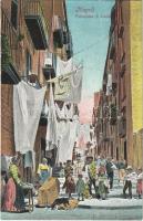 Napoli, Naples; Pallonetto S. Lucia / street view, drying clothes