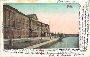 1905 Pola, Pula; Riva / quay, tram. Dep. A. Bonetti (EK)